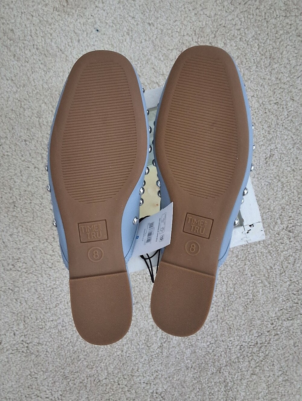 Time and Tru, NWT, 8, Light Blue Studded Slip-On Mules - Picture 6 of 8